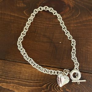 Sterling Silver Necklace with Heart Charm - NWOT